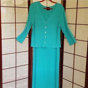 Front Street Turquoise Maxi Dress with Jacket 2pc. Set